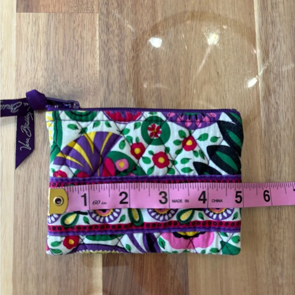 Vera Bradley Viva La Vera Retired Print Floral Coin Purse Pouch Zipper EC